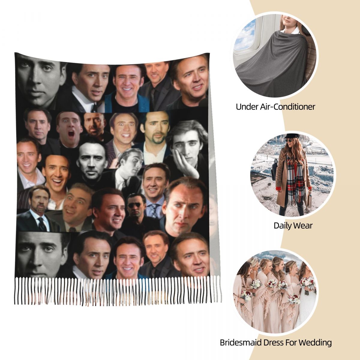 Nicolas Cage Colllage Shawl Wr - Pashmina Wrap Large recensie en prijs