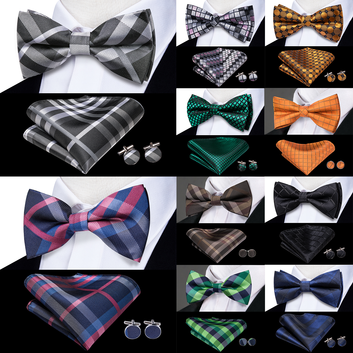 Hi-Tie Grey Plaid Jacquard Pre - Bow Tie Pre Tied recensie en prijs