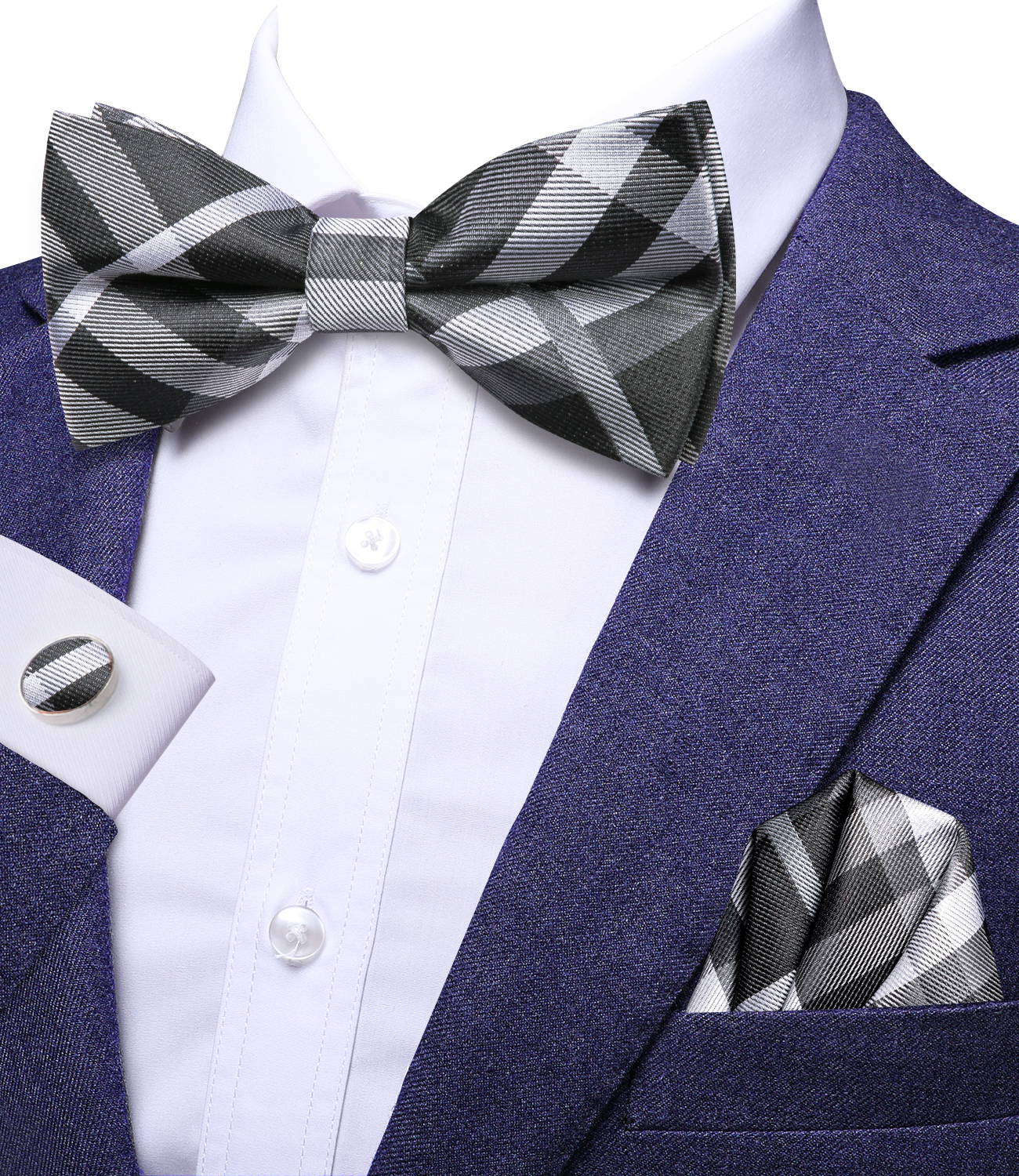 Hi-Tie Grey Plaid Jacquard Pre - Bow Tie Pre Tied recensie en prijs