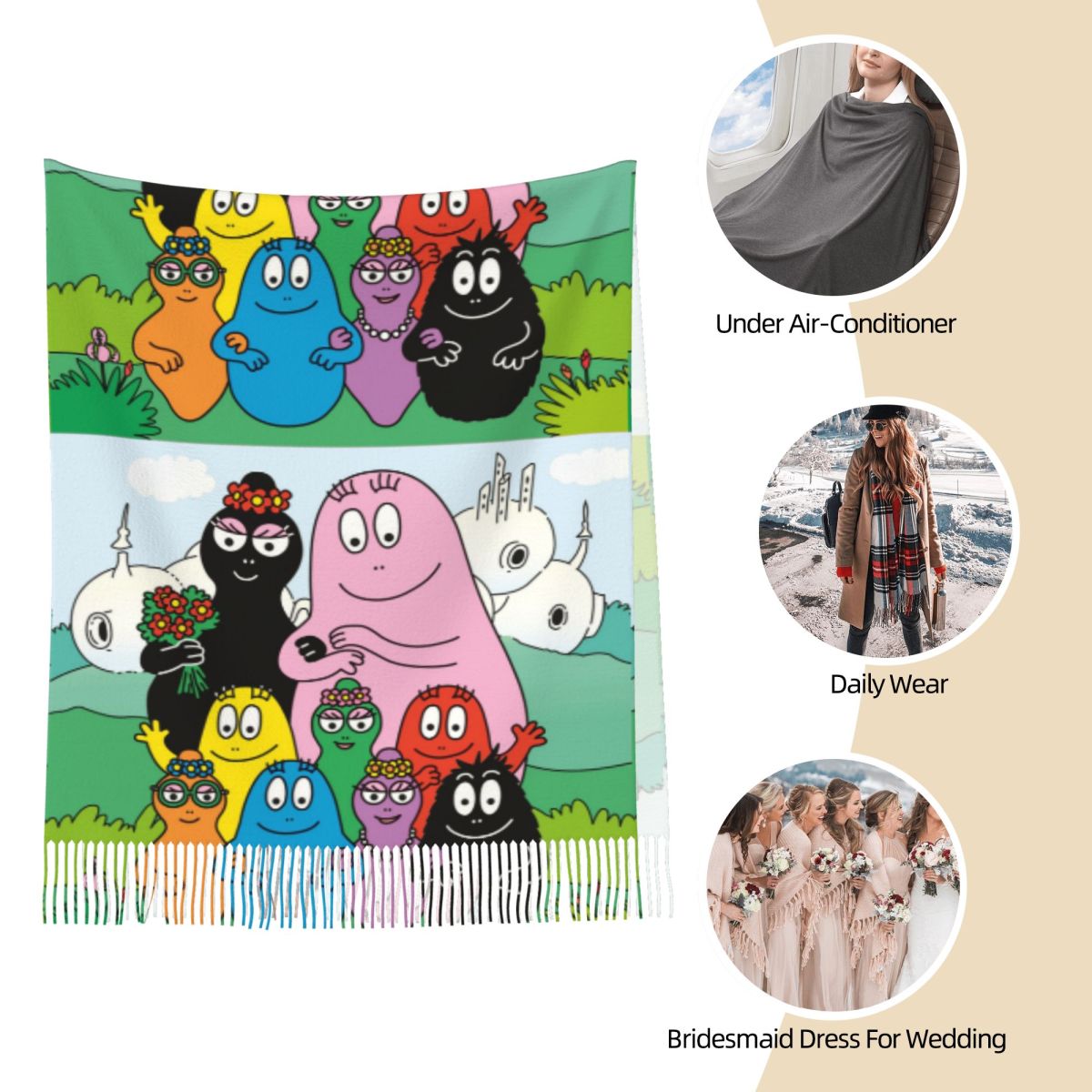 Les Barbapapa Family Shawls Wr - Pashmina Wrap Large recensie en prijs