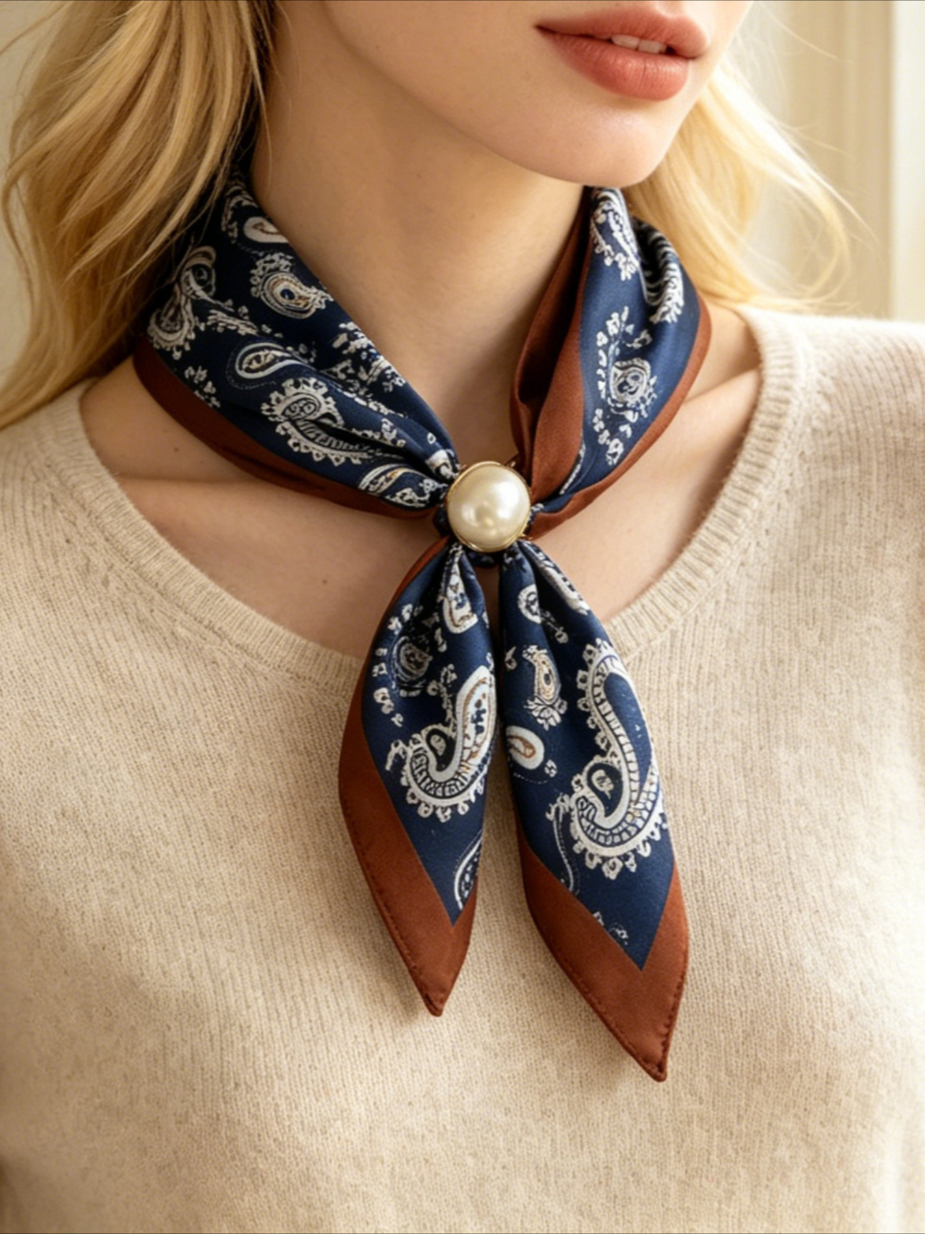 1 Women's Vintage Printed Sati - Ascot Neck Scarf recensie en prijs