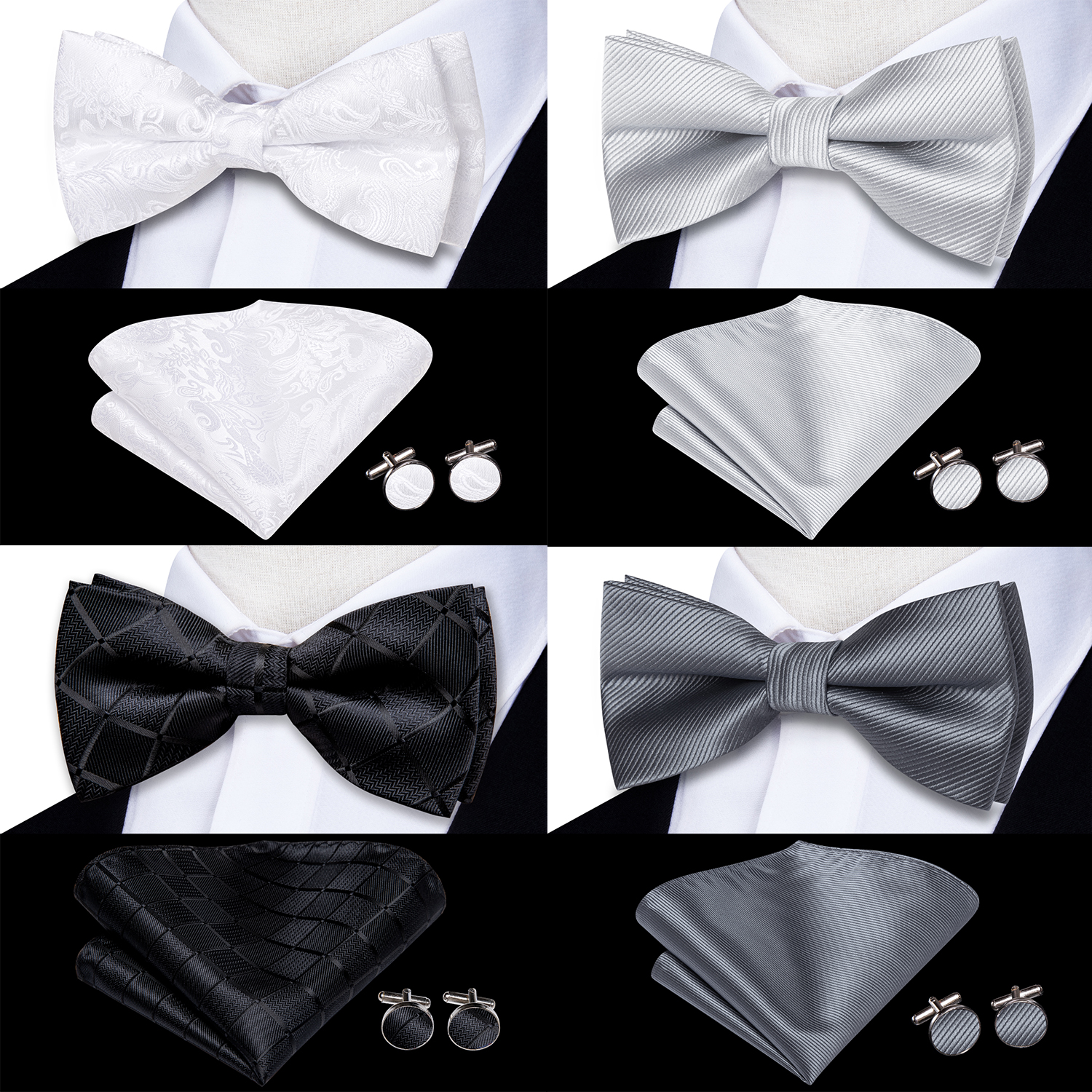 Hi-Tie Mens Bow Tie Hanky Cuff - Bow Tie Pre Tied recensie en prijs