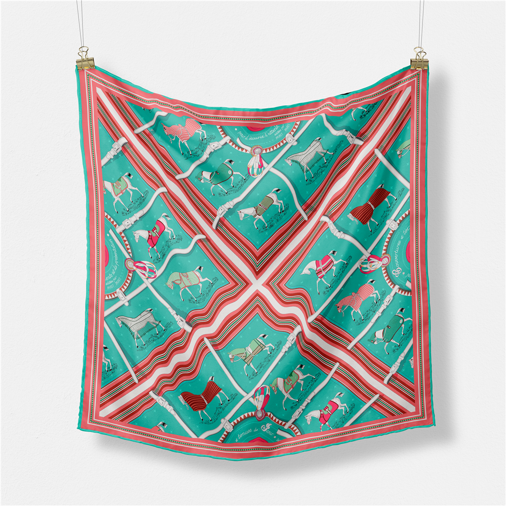 53CM Brand Small Plaid Horse P - Scarf Silk Square recensie en prijs