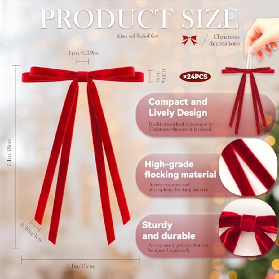 24 Pcs Christmas Bows for Tree - Bow Tie Pre Tied recensie en prijs