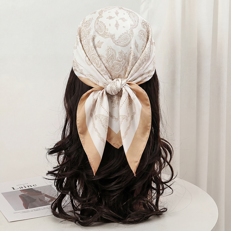 Vintage Beige Paisley Print Sq - Head Wrap Turban recensie en prijs