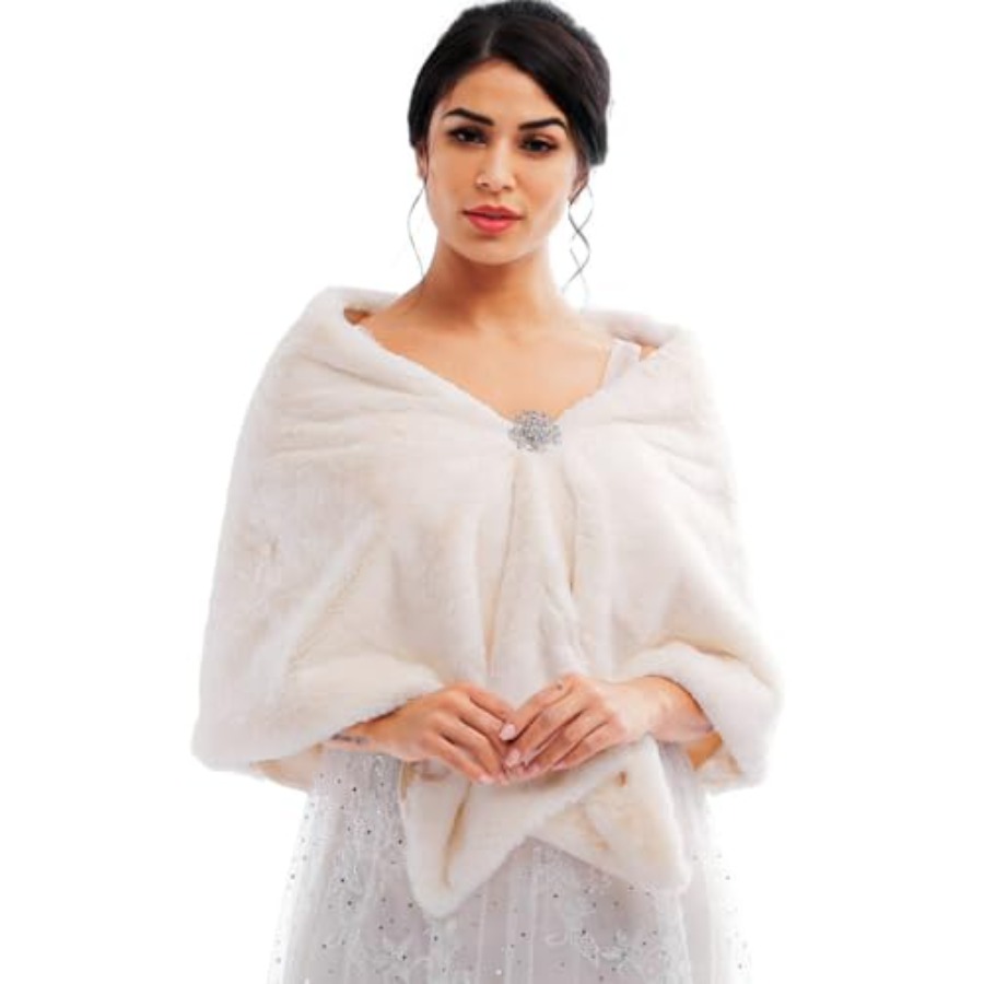 Bride Wedding Faux Fur Shawls  - Stole Wedding Shawl recensie en prijs