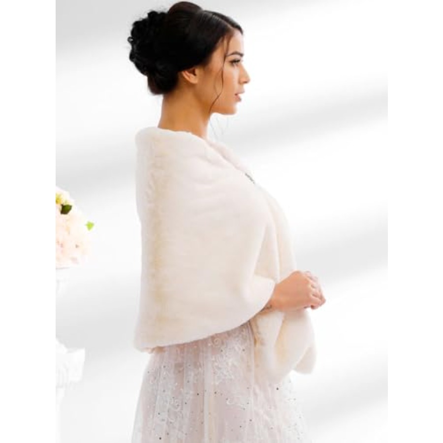 Bride Wedding Faux Fur Shawls  - Stole Wedding Shawl recensie en prijs