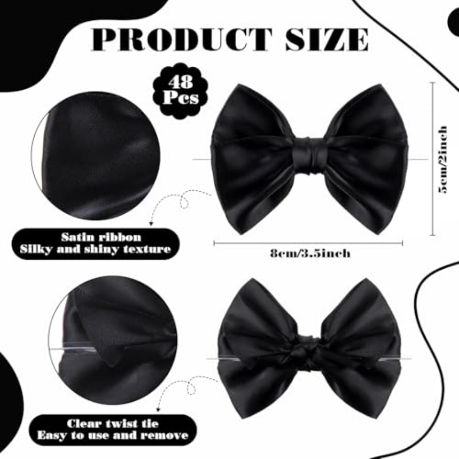 Black 48 Pcs 3.5 Inch Bows wit - Bow Tie Pre Tied recensie en prijs