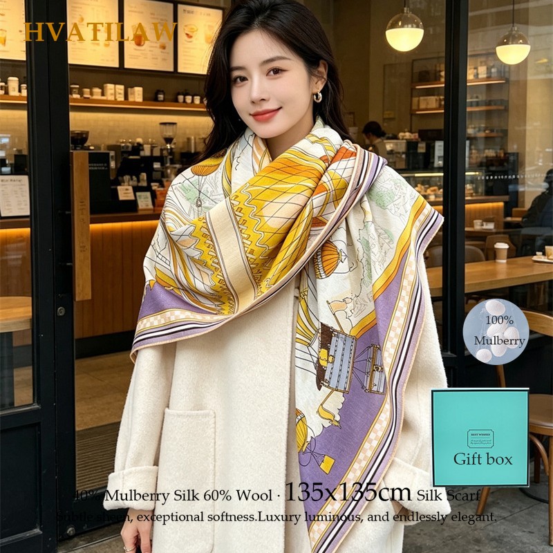Fashion 135x135cm Silk Wool Sc - Pashmina Wrap Large recensie en prijs